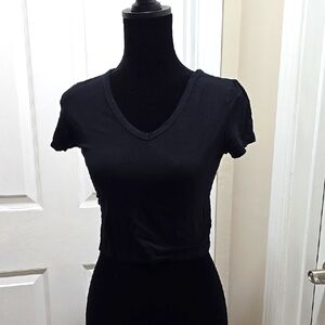 Classic Black V-Neck Women's Cropped Top